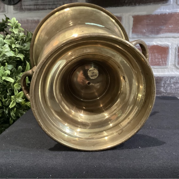 🟡 Vintage Solid Brass Caldron With Handles - Patina - Collectible - Heavy - Nice - Picture 9 of 12